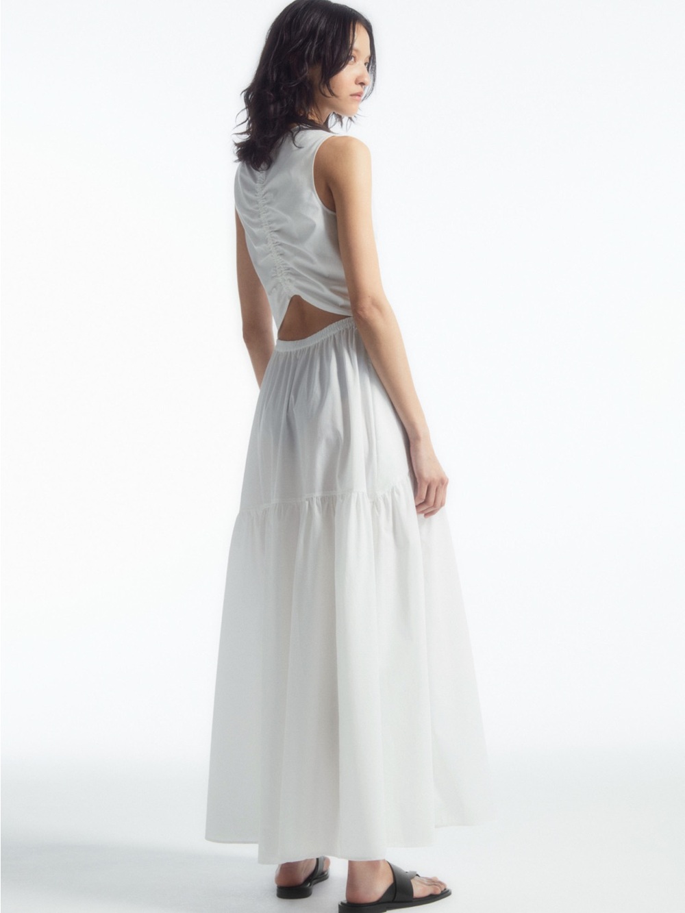 COS White Sleeveless Top with Clean Neckline